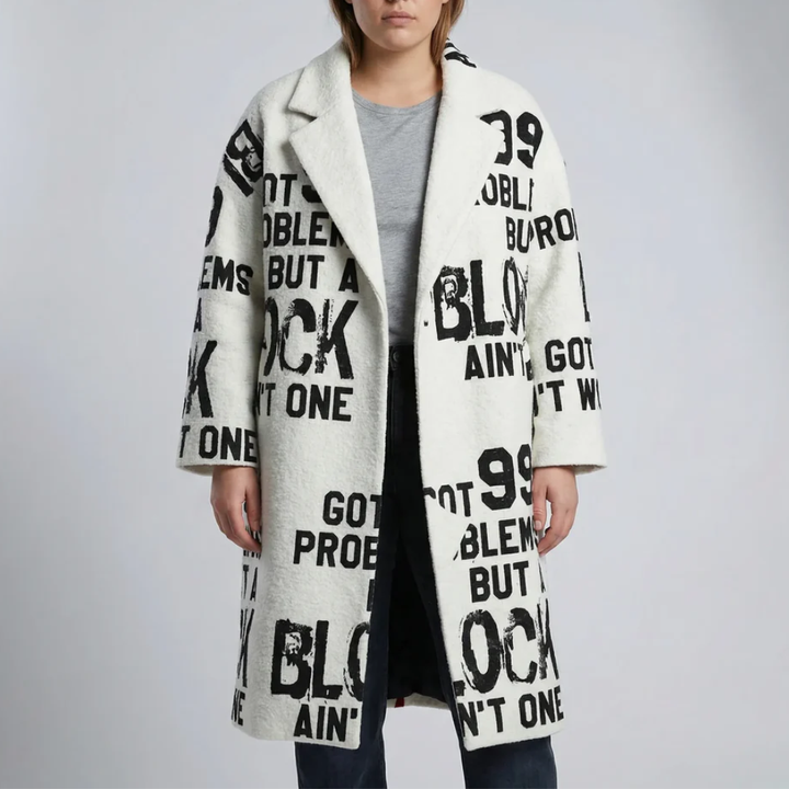 Abrigo Largo a Cuadros Color Block para Mujeres