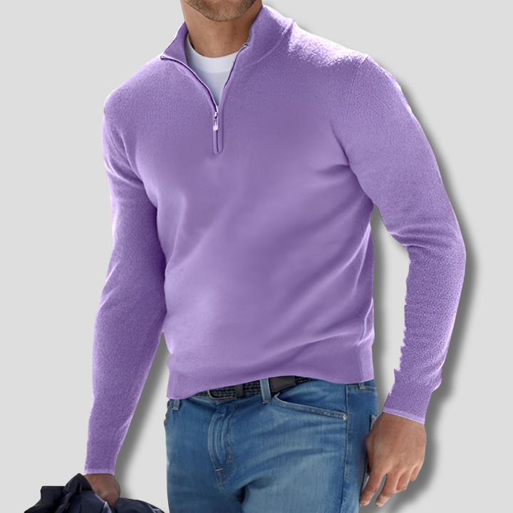 Suéter de Algodón con Cuello con Cremallera para Hombres