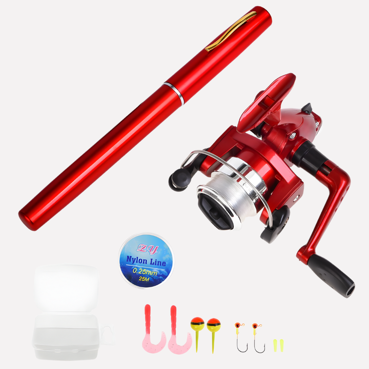 Mini Caña de Pescar + Carrete, Portátil Mini Telescópica Bolsillo