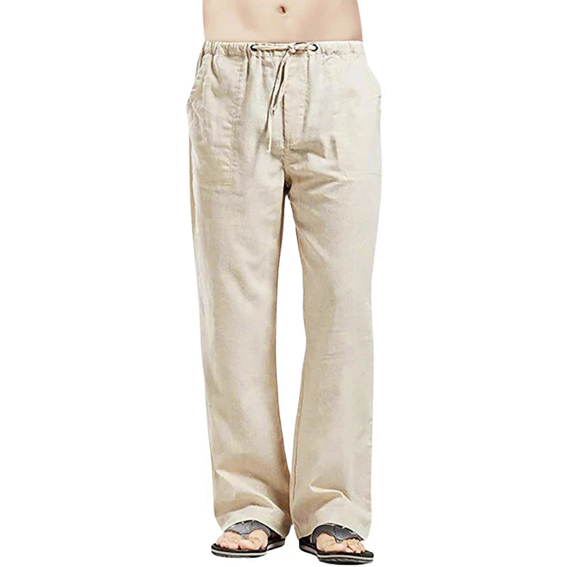 Lino – Pantalones de lino transpirables para hombre con corte oversize
