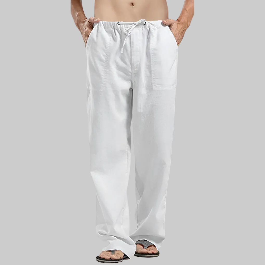 Pantalones de Lino Transpirables para Hombres con Ajuste Sobredimensionado