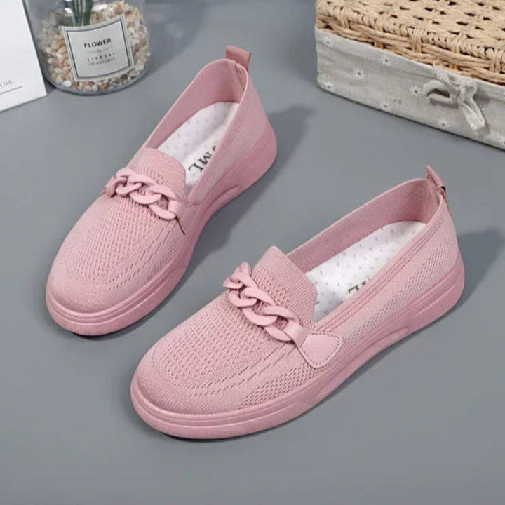 Zapatillas sin cordones de malla transpirable para mujer, vista de cerca