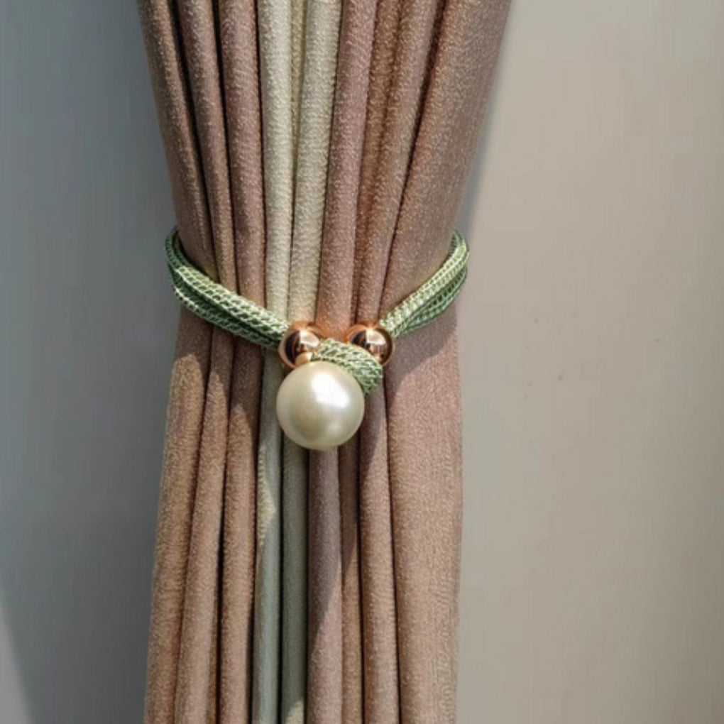 Conjunto de 2 Piezas Elegante y Brillante Tirador de Cortina de Perlas