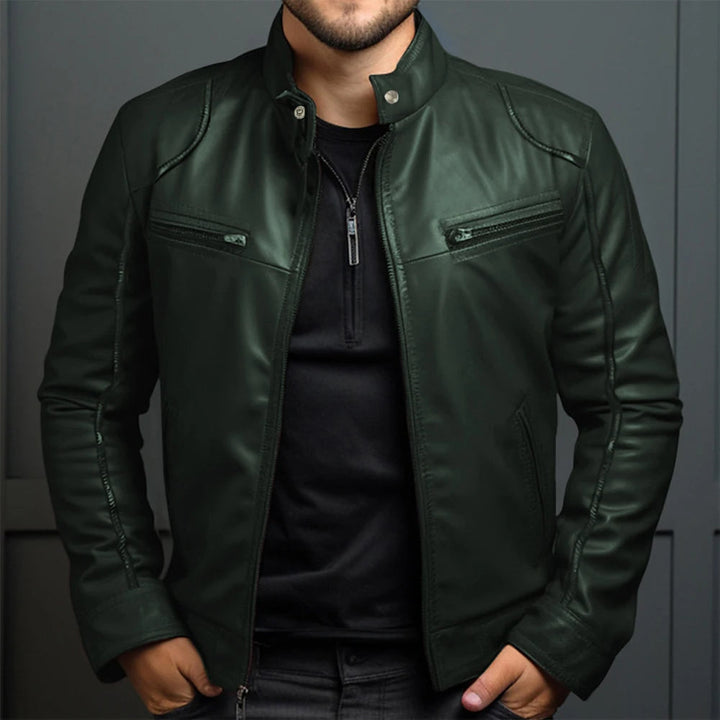 Elegante chaqueta de moto retro para hombre: estética vintage con comodidad para el día a día