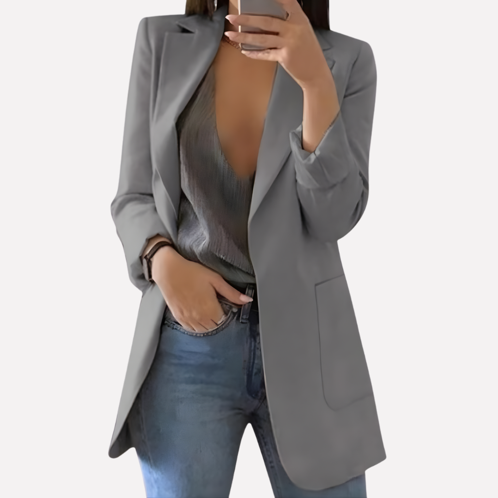 Blazer con Bolsillo Delante para Mujeres – Capa Estructurada Diaria
