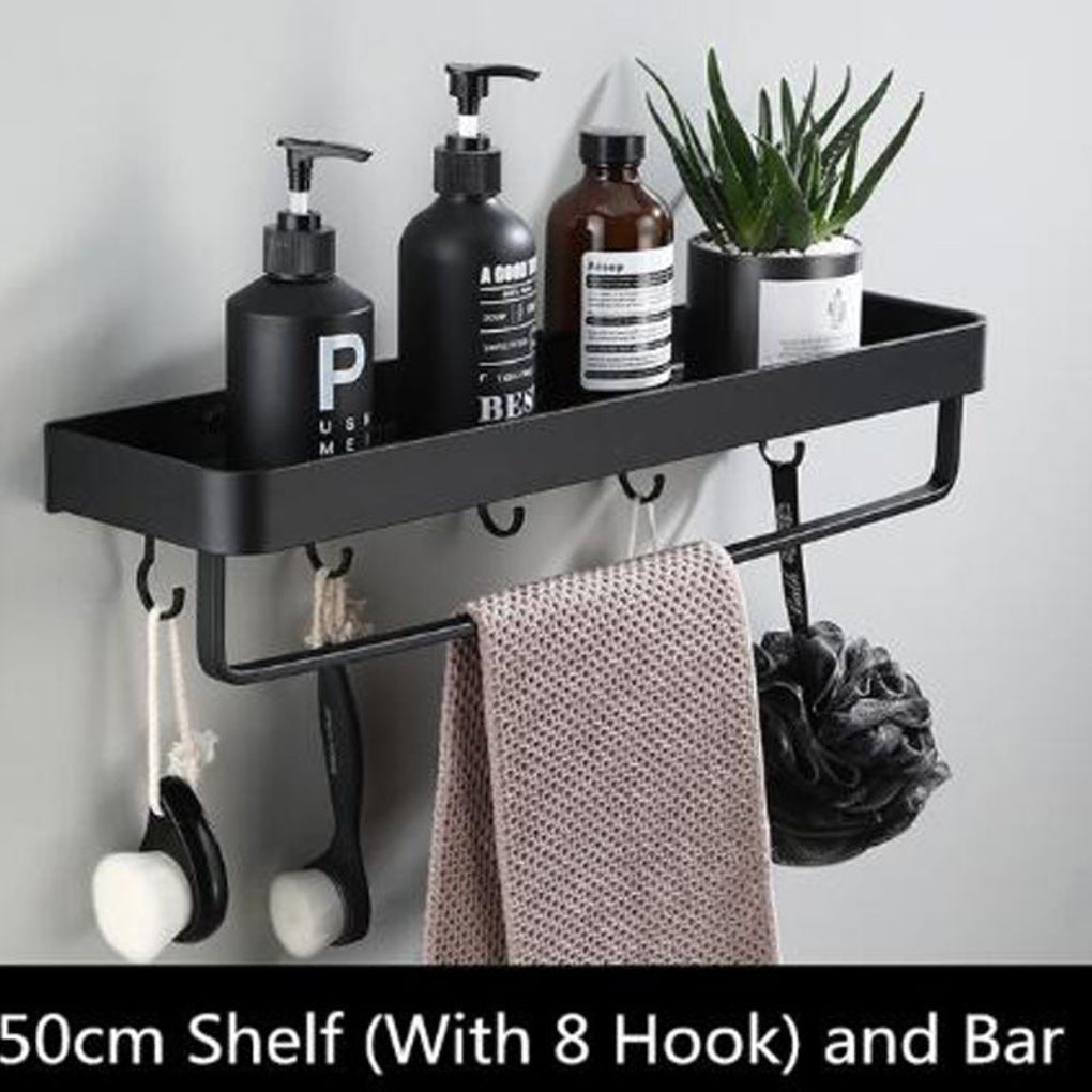 Estante de pared de aluminio negro