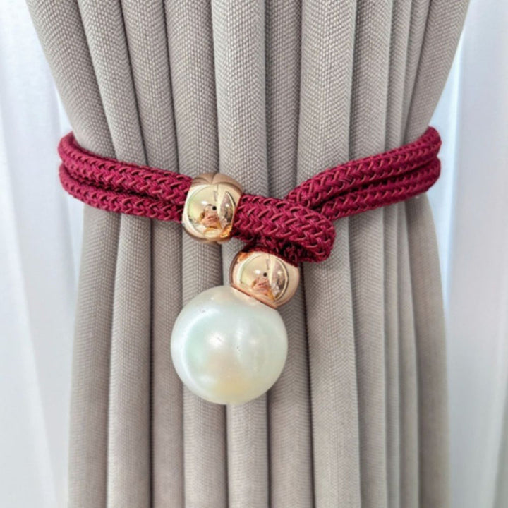 Conjunto de 2 Piezas Elegante y Brillante Tirador de Cortina de Perlas