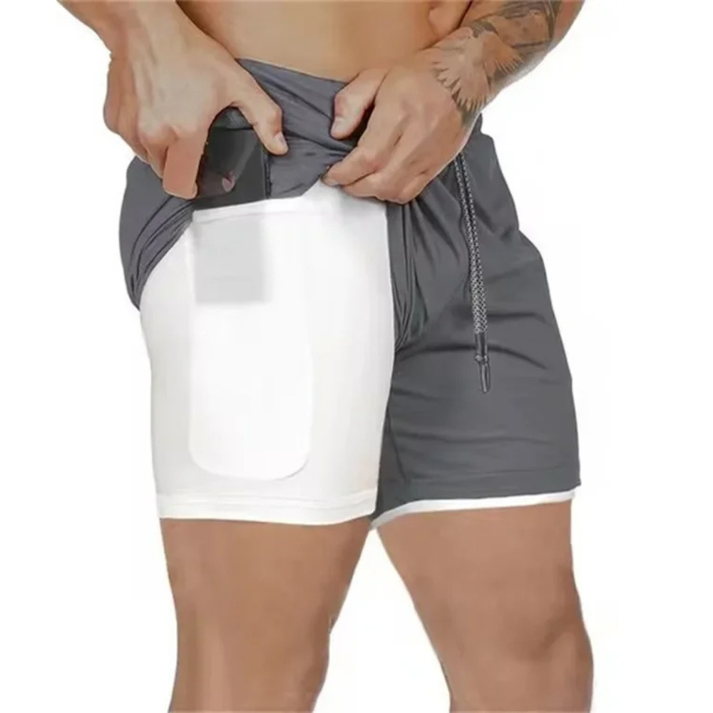 2-en-1 Pantalones Cortos Deportivos para Hombre