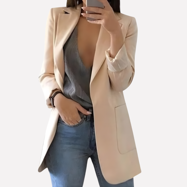 Blazer con Bolsillo Delante para Mujeres – Capa Estructurada Diaria