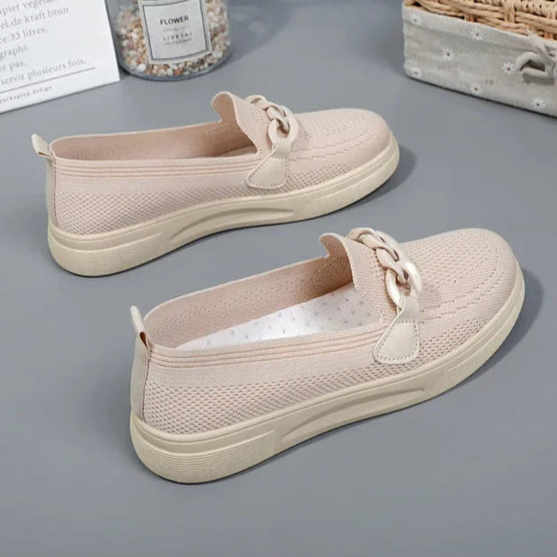 Zapatillas sin cordones de malla transpirable para mujer, vista completa