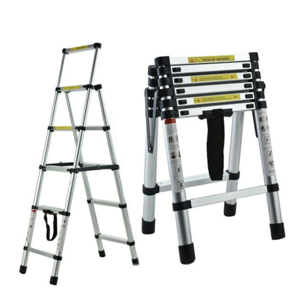 Escalera Telescópica de Aluminio 6FT+7FT – Segura, Portátil y Ajustable