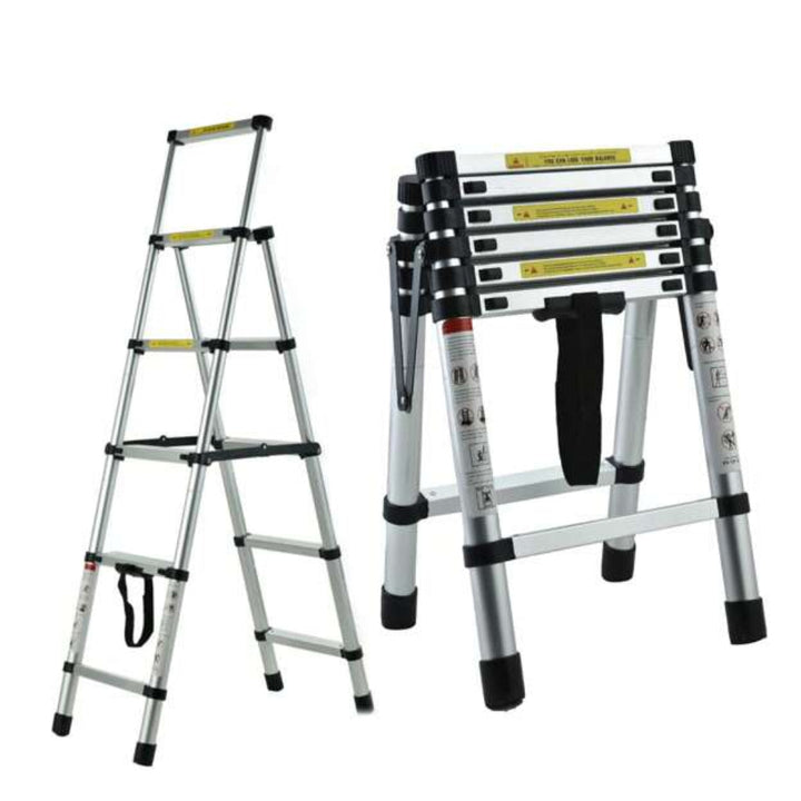 Escalera Telescópica de Aluminio 6FT+7FT – Segura, Portátil y Ajustable