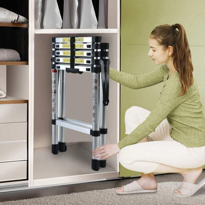 Escalera Telescópica de Aluminio 6FT+7FT – Segura, Portátil y Ajustable