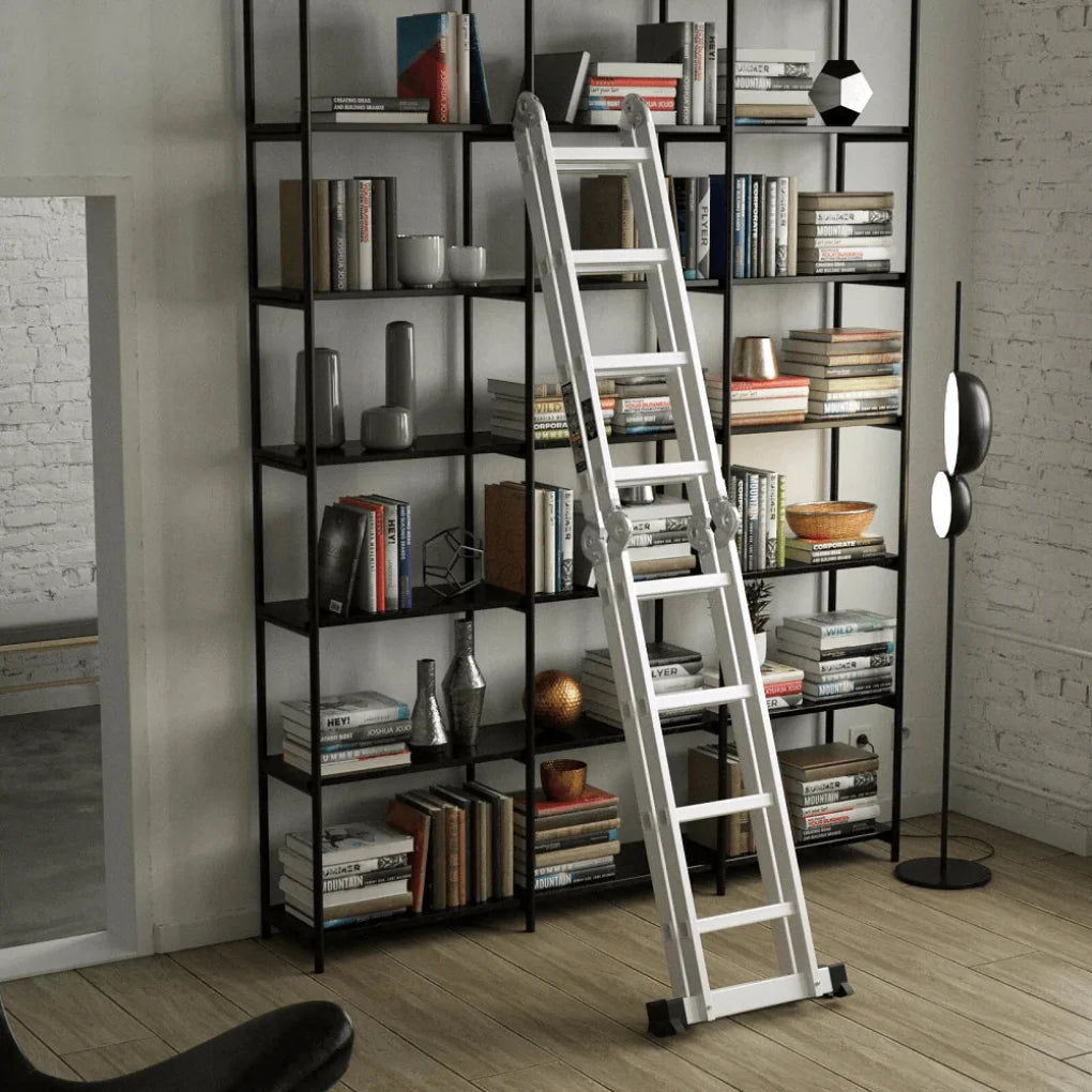 Escalera Combinada de Aleación de Aluminio Multiuso 14 en 1 4.7M/15.5FT Pasos Plegables 150kg/330lbs Capacidad