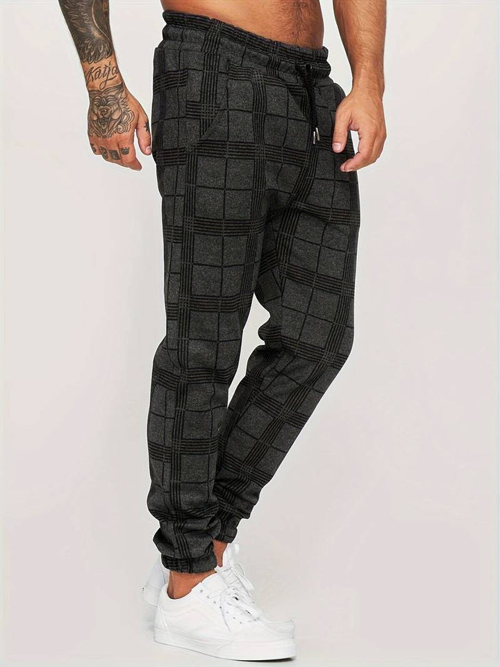 UrbanFit – Pantalones de chándal a cuadros de corte entallado para hombre