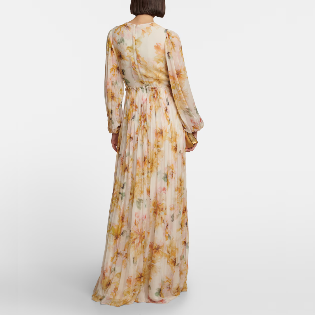 Elegante vestido de fiesta midi de lino y seda para mujer