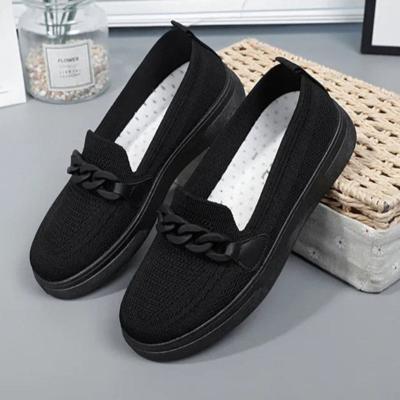 Zapatillas sin cordones de malla transpirable para mujer, detalle de la suela