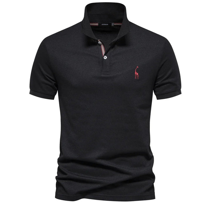 Polo de algodón de lujo con bordado de ciervo