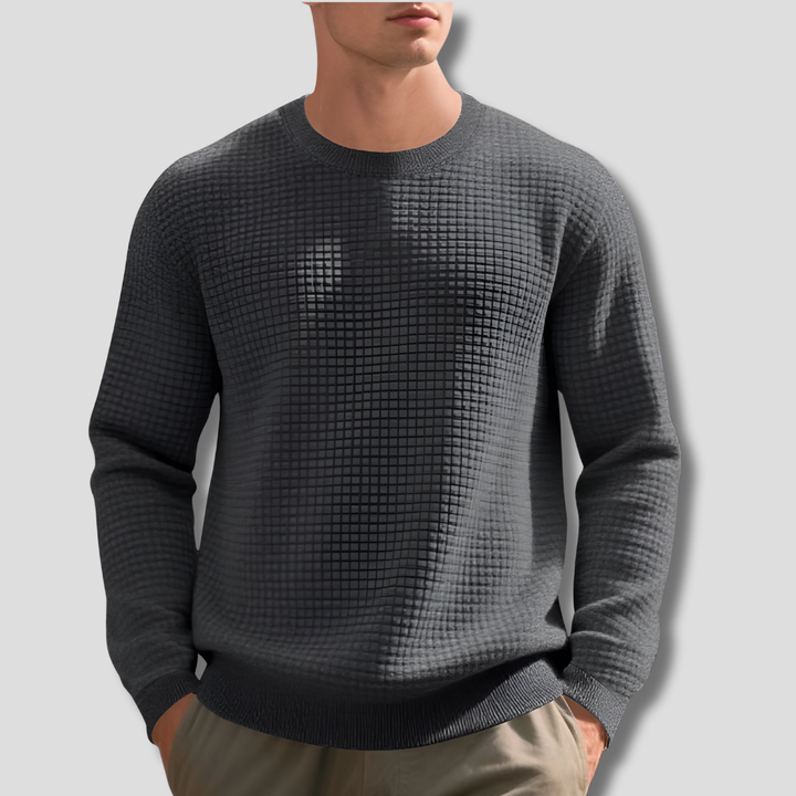 Suéter de Punto Waffle Cómodo para Hombres