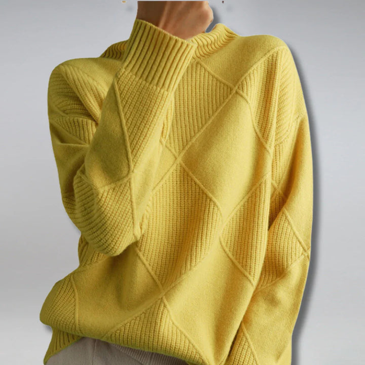 Suéter de Cuello Alto para Mujeres – Tejido Suave con Encanto Clásico