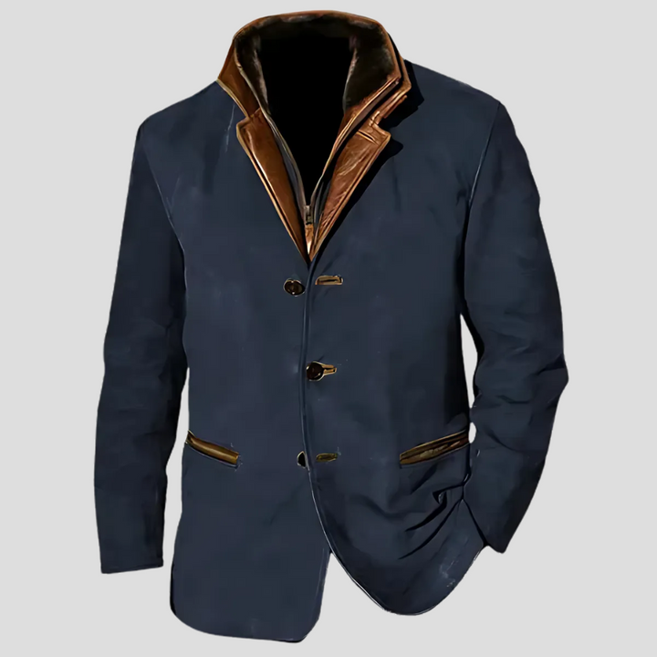 Chaqueta retro de cuello en contraste para hombre