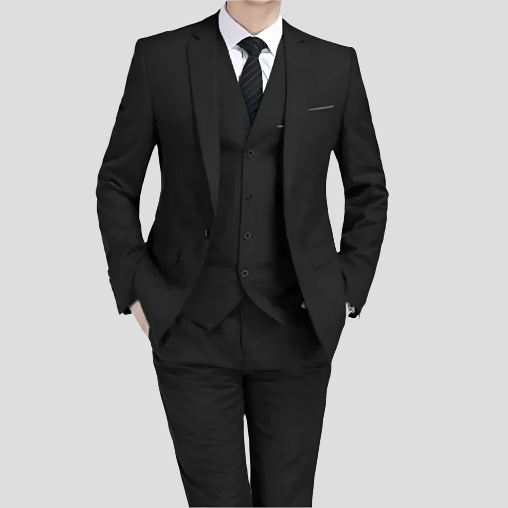 Traje de tres piezas negro para hombre