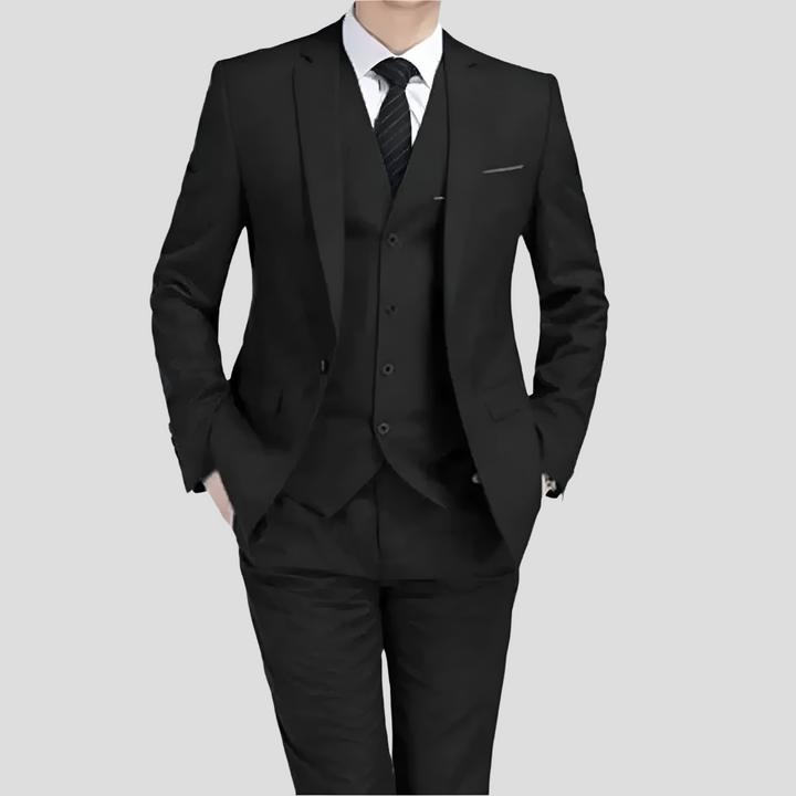 Traje de tres piezas negro para hombre