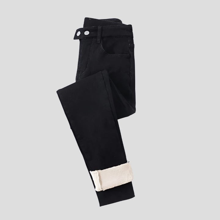 Jeans de Cintura Alta para Mujer Forrados para Días Fríos