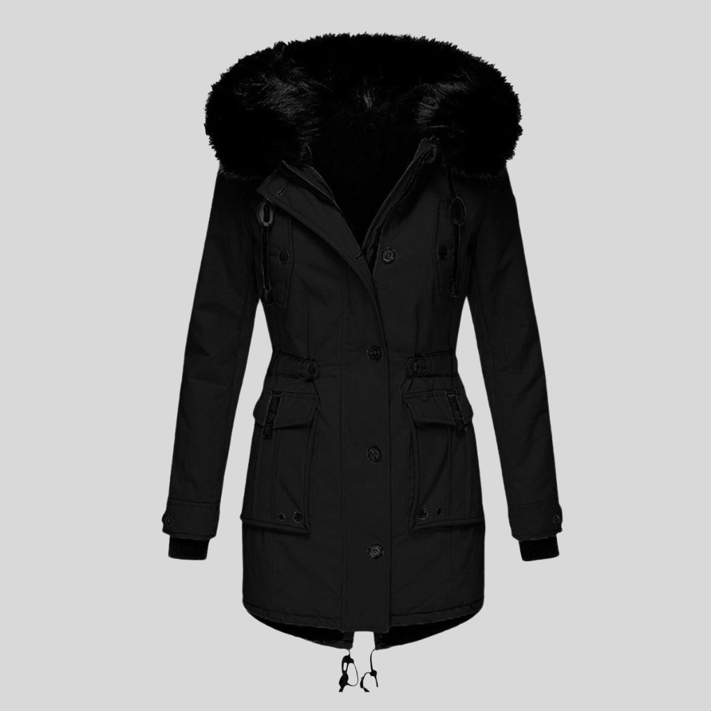 Abrigo de Invierno para Mujeres con Capucha – Capa Funcional con Bolsillos