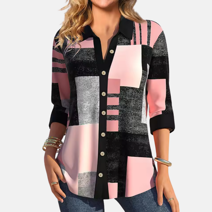 Blusa informal de mujer con estampado de cuadros