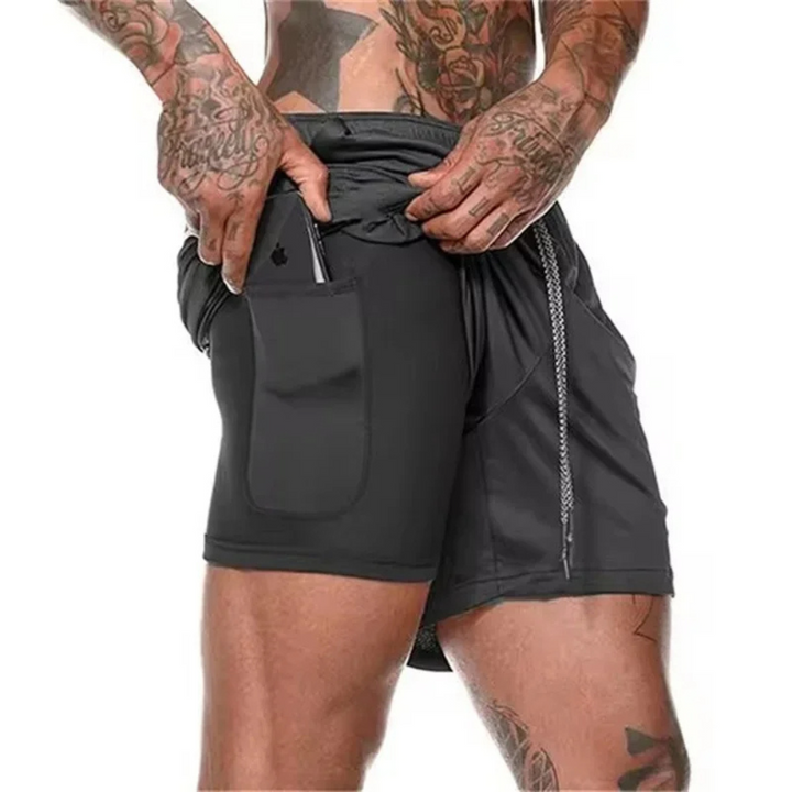 2-en-1 Pantalones Cortos Deportivos para Hombre