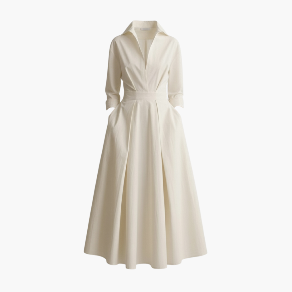 Vestido Camisa Largo para Mujeres con Detalle en la Cintura y Botones