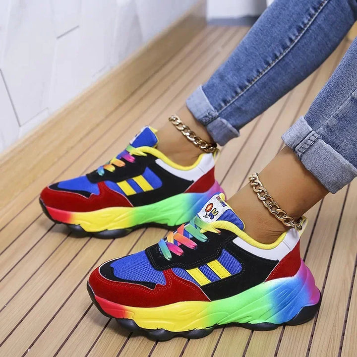 Zapatillas multicolores de moda con suela de plataforma