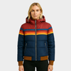 Chaqueta Puffer Multicolor Retro para Mujeres