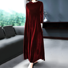 Vestido Largo de Terciopelo Rojo Vino para Mujeres