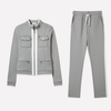 Conjunto de Chaqueta con Cremallera y Pantalones para Mujeres – Estilo con Trim de Contraste