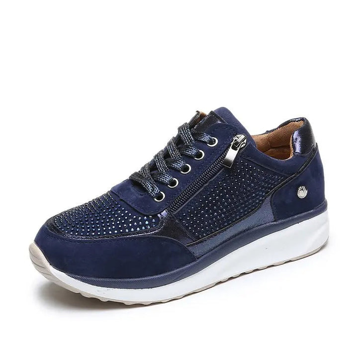 Zapatillas deportivas de mujer con detalles de cristal y suela de plataforma