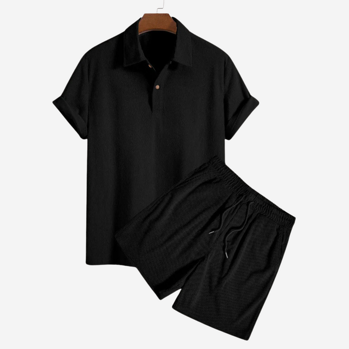 Camisa de sarga de manga corta para hombre