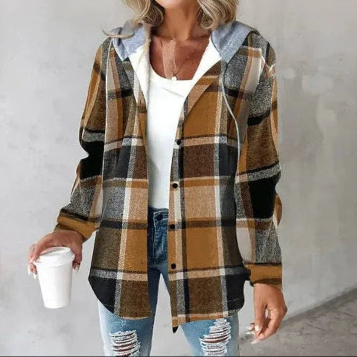 Chaqueta con Capucha a Cuadros para Mujeres