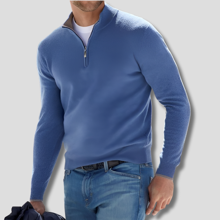 Suéter de Algodón con Cuello con Cremallera para Hombres