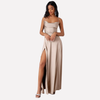 Vestido Maxi Sin Espalda para Mujeres con Alto Rasgado Lateral