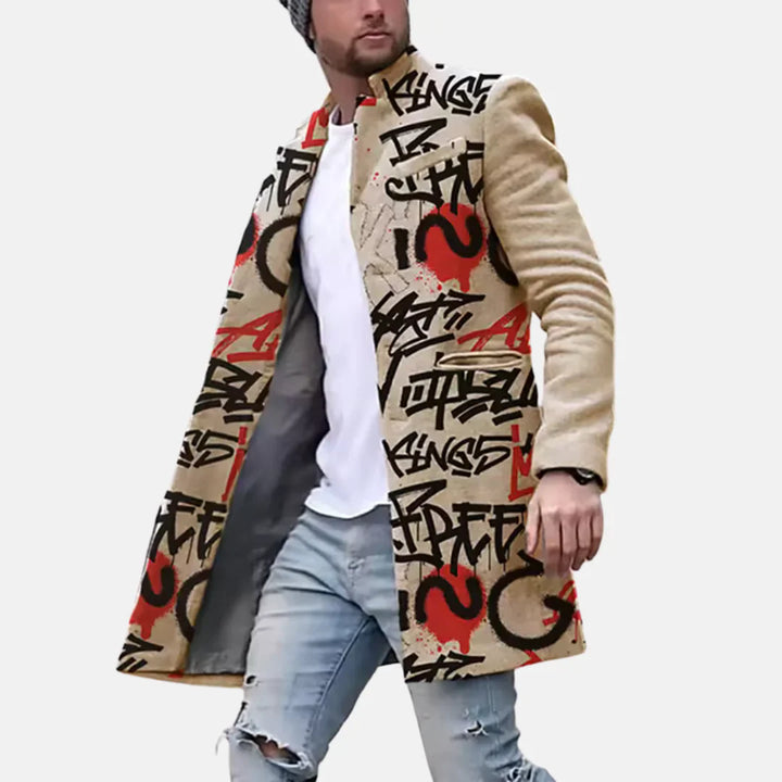 Abrigo con estampado urbano – Chaqueta casual y ajustable para hombre