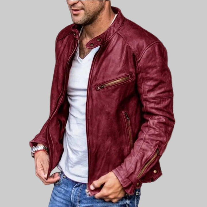 Chaqueta de Cuero Elegante y a Prueba de Agua para Hombres