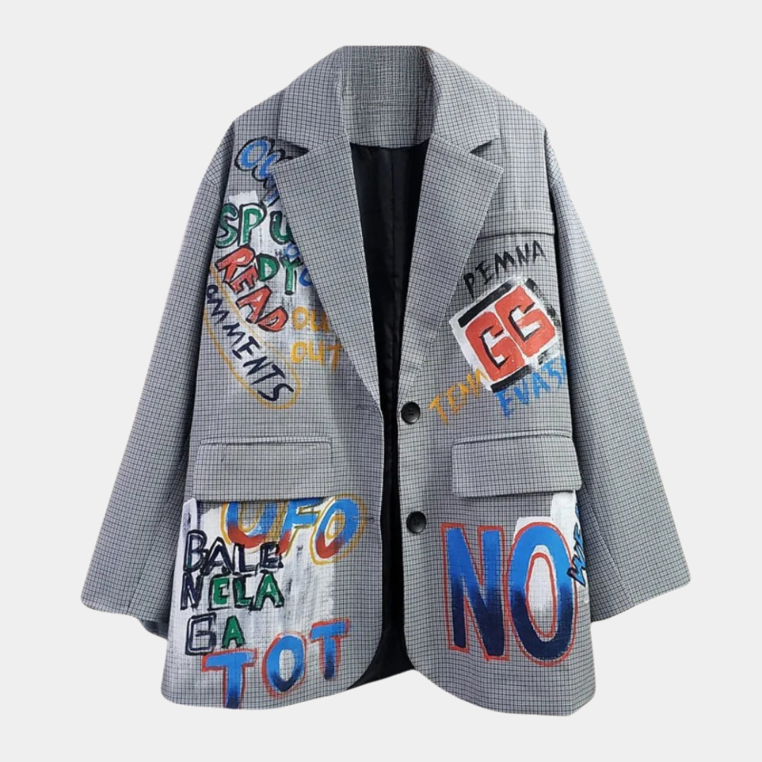 Blazer oversize para mujer con un sutil estampado a cuadros