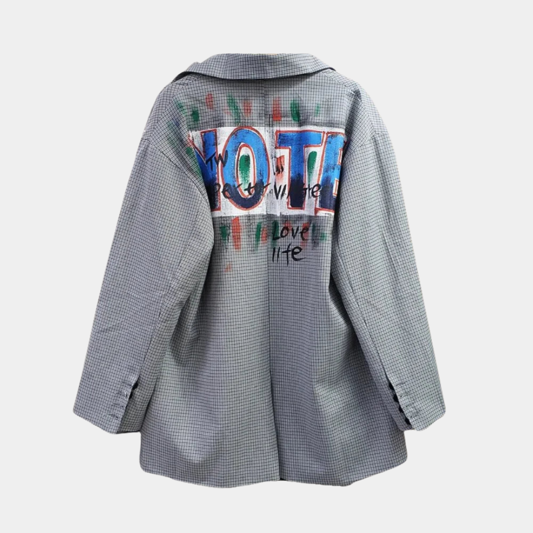 Blazer oversize para mujer con un sutil estampado a cuadros
