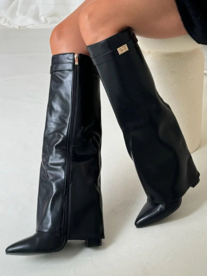 Botas de ante hasta la rodilla con tacón