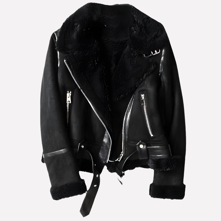 Chaqueta de Mujer con Capa Interior de Peluche y Banda en el Fondo