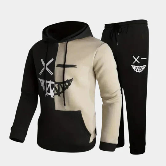 Conjunto de Sudadera Gráfica y Pantalones Jogger para Hombres