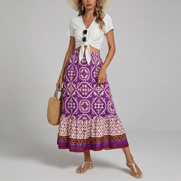 Falda Floral Larga Elegante para Mujeres