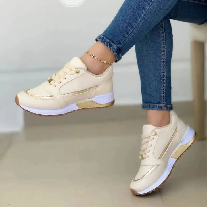 Zapatillas deportivas de malla y cuero con patchwork para mujer